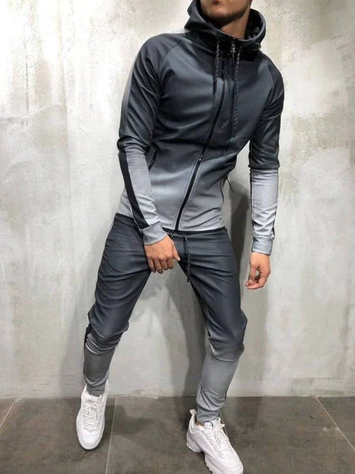 3D Gradient Zip-Up Hoodie for Men's Casual Style
