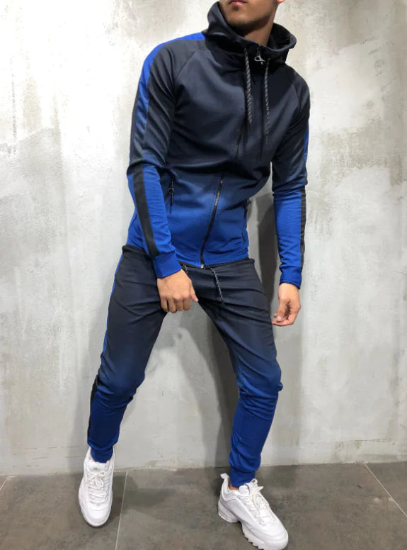 3D Gradient Zip-Up Hoodie for Men's Casual Style