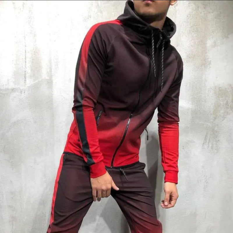 3D Gradient Zip-Up Hoodie for Men's Casual Style