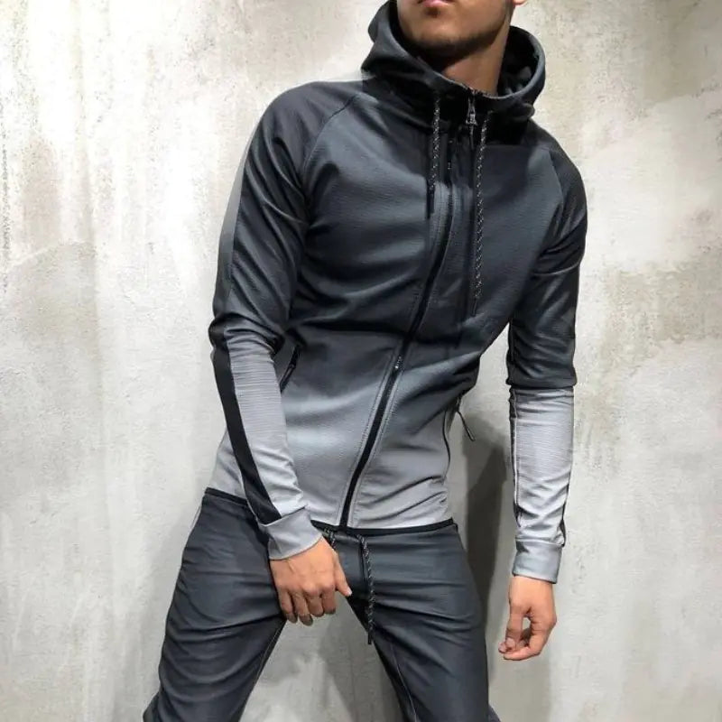 3D Gradient Zip-Up Hoodie for Men's Casual Style