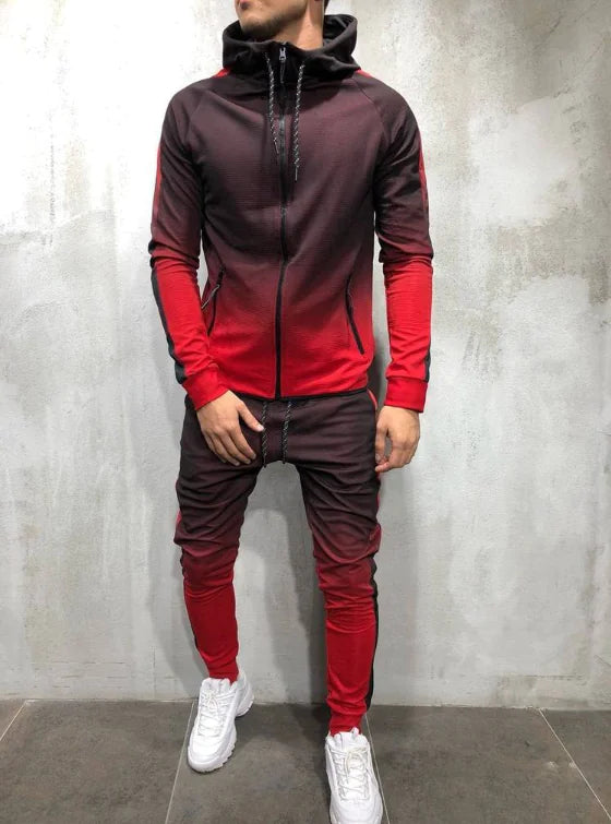 3D Gradient Zip-Up Hoodie for Men's Casual Style
