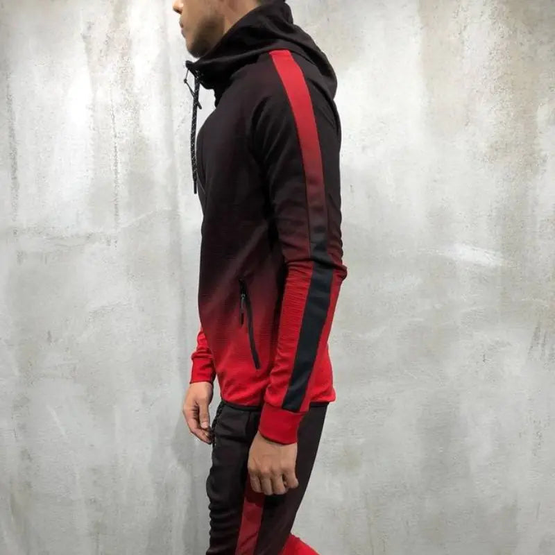 3D Gradient Zip-Up Hoodie for Men's Casual Style